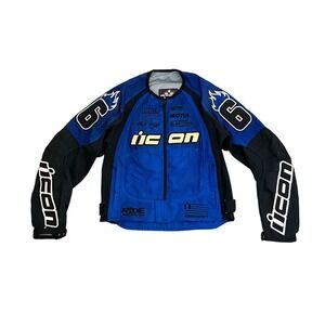 ICON Motorsports Stage2 Merc Mesh Motorcycle Jacket Blue Black Racing Men Size S